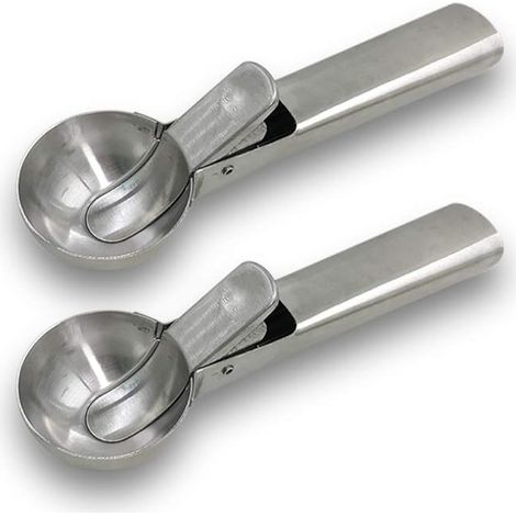Ensemble de 2 pelles en acier inoxydable massif avec gâchette facile pour la glace et les fruits (1/5)