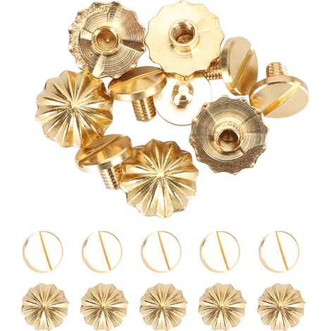 Lot de 10 clous chrysanthème antiques en laiton, vis, rivets, goujon décoratifs dorés rétro, 11 mm
