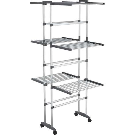 vidaXL 3-Tier Laundry Drying Rack with Wheels Silver 60x70x129 cm (1/5)
