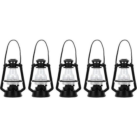 Lot de 5 lampes à huile miniatures noires vintage, accessoires et modèles pour décors de festival.-8.00X4.00X4.00CM-Black (1/3)