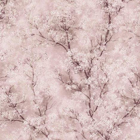 A.S. Creations – Papier peint vinyle rose motifs fleurs pailletés – Lessivable et brossable – Raccord sauté – 270g/m² (1/7)