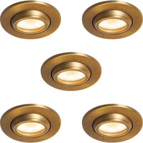 Litecraft Marlowe Fire Rated Tiltable Round IP65 Rated Recessed Downlights in Bronze - Pack of 5 (1/5)