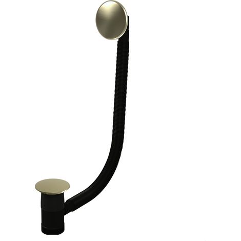 Bathroom Round Click-Clack Bath Waste, Top Fix Installation, 98 x 70 x 550mm, Brushed Brass