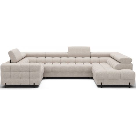 Canapé panoramique convertible FACTORY 3 places beige – angle droit avec coffre – version 5 (1/5)