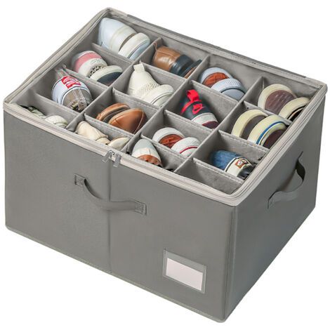 Organisateur de chaussures pour placard – Capacité 16 paires – Boîtes transparentes pliables avec poignées renforcées – Rangement optimisé (1/5)
