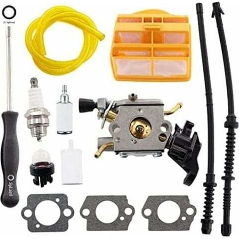 Carburateur avec joint Filtre à air Tuyau dessence Bougie dallumage pour Husqvarna 445 445E 450 450E 445II 450II Tronçonneuse Jonsered CS2245 CS2250 S Remplace ZAMA C1M-EL37B 506450401 (1/5)