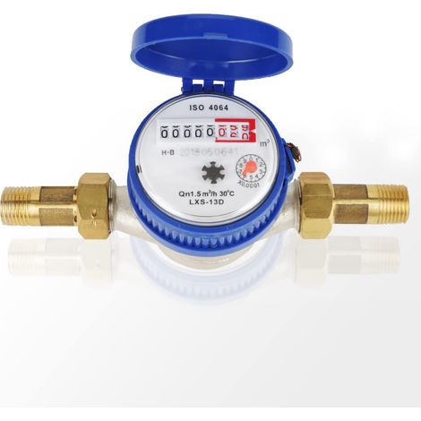 Compteur d'eau froide jardin, compteur d'eau froide 15mm 1/2 pouce calibré, compteur de robinet avec raccords et housse de protection pour jardin et ménage (1/5)