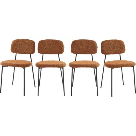 Lot de 4 chaises en tissu bouclé rouille - Lorie (1/5)