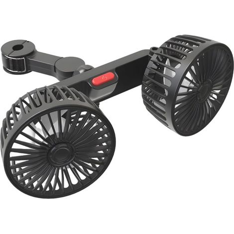 Ventilateur de voiture noir avec double tête USB, 3 vitesses et (1/5)