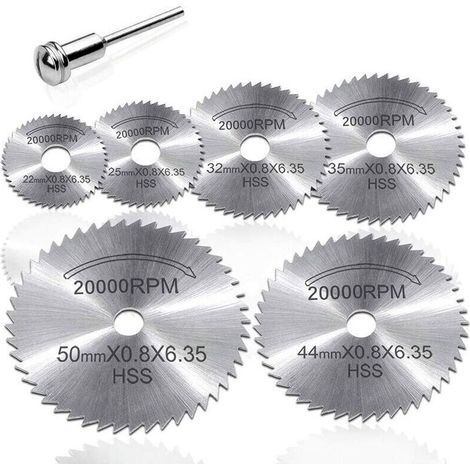 Set da 7 pezzi Mini lama per sega circolare HSS utensile rotante per Dremel set di utensili elettrici per il taglio del metallo dischi per trapano disco Dremel