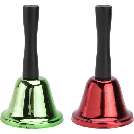 Lot de 2 cloches décoratives de Noël en métal, style chic (rouge + vert, taille M)-12x12cm