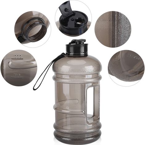 Gourde isotherme 2,2 L, tasse de sport, grande capacité, pour le camping et la salle de sport, en extérieur (noir). (1/5)