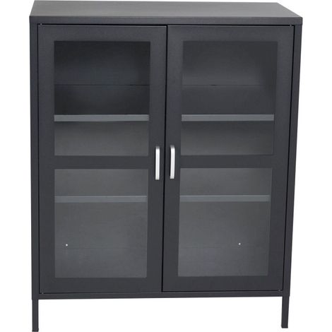 Vitrine 2 Portes "Acero" 97cm Noir (1/5)
