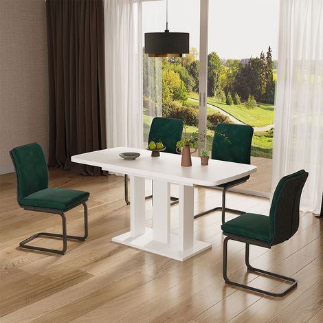 tavolo da pranzo allungabile Fenaro, Bianco/bianco, 120 x 80 cm 2 parti, Vicco