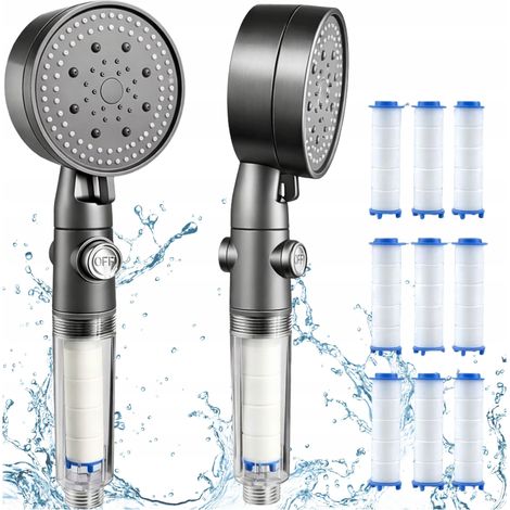 Cabezal de ducha con filtro de agua que elimina la contaminación + 10 filtros (1/5)