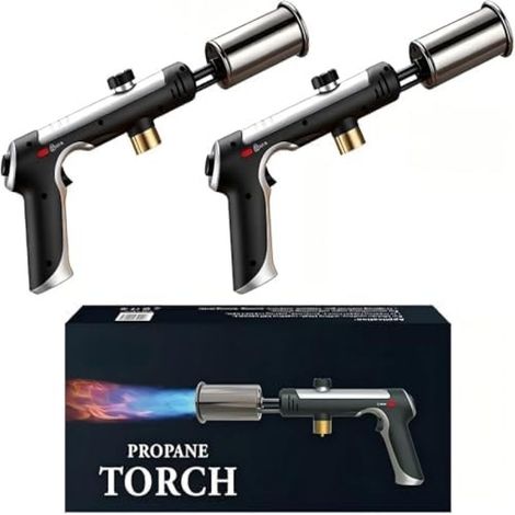Torche Propane – 3272°F – Flamme Réglable – Verrouillage Sécurité – BBQ/Charbon – 2 Ensembles – Acier Inox (1/5)