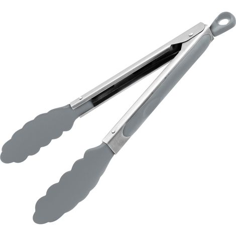Pince barbecue, pince multifonctions, pince de cuisine, pince à spaghettis, Acier Inoxydable, Noir, Gris, 27 x 3,3 cm (1/5)