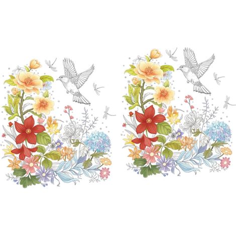 Set mit 2 wasserfesten, abnehmbaren PVC-Blumenaufklebern für Toilettensitze/glatte Oberflächen