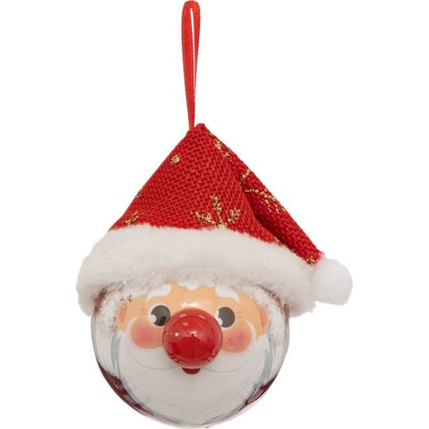 Déco Sapin Boule de Noël D 6.5 cm Père Noël avec Nez Rouge - Feeric Christmas