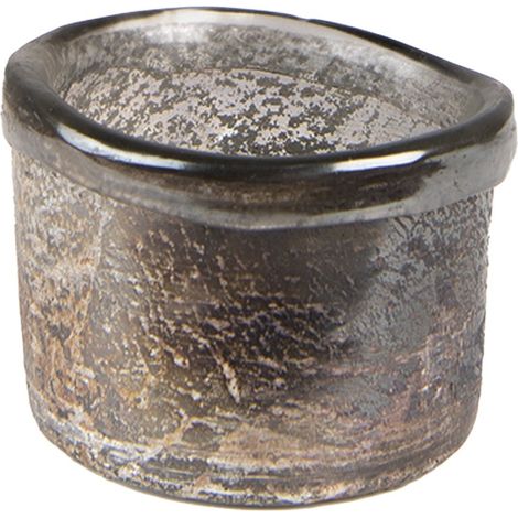 Photophore en Verre Marron et Doré Ø 8 x 6 cm - Bougeoir de Table Style Champêtre Fait Main - PANGIVO (1/2)