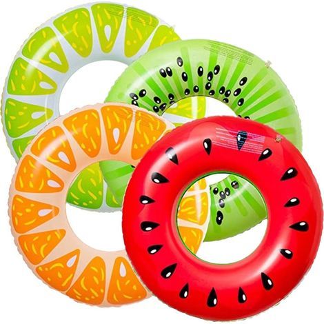 4 Pièces Fruit Flotteurs Gonflables de Piscine, 4 Pièces 75CM Anneaux de Natation en Forme de Fruit pour Enfants Adultes Plage Natation Piscine Fête (1/4)