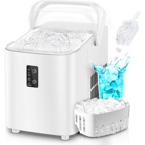 Machine à glaçons, glaçons en 5 min, 14 kg/24 h, autonettoyante, 2 tailles, cuisine/bureau/bar/fêtes, avec poignée