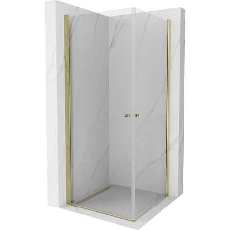Mexen Pretoria Duo cabine de douche pivotante 70 x 70 cm, transparent, doré - 852-070-070-50-00-02 (1/5)