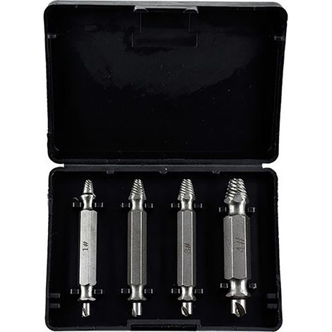 Jeu d'extracteurs de vis à double tête en acier rapide - 4 pièces argenté