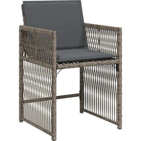Garden Chairs with Cushions 4 pcs Grey Poly Rattan vidaXL (1/5)