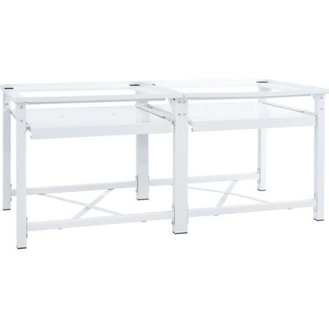 vidaXL  Socle pour Machine à Laver  Blanc Acier