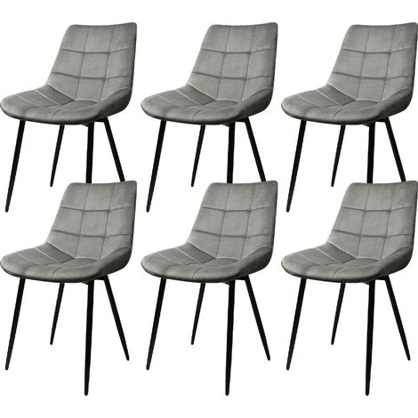 Lot de 6 chaises en velours – Chaise de salle à manger ergonomique – Dossier incurvé – Assise souple – Capacité 120 kg – Hauteur 80,5 cm – Dyhf (1/5)