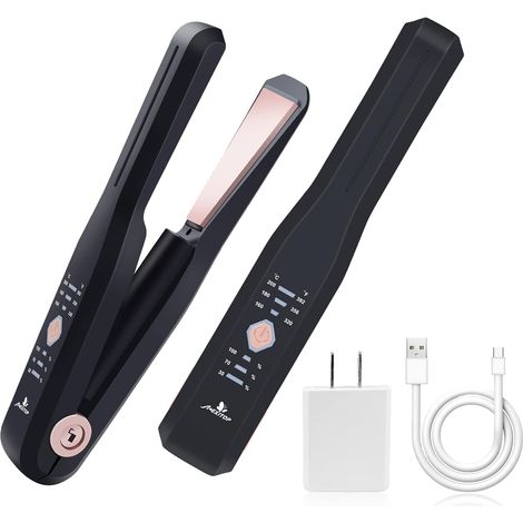 Fer à Lisser Sans Fil,Lisseur pour Lisser et Friser,Hair Straightener Professionnel avec Plaques Incurvées et Ettechnologie à Ions Négatifs,3 Températures Réglables,Adapté à tous les Types de Cheveux