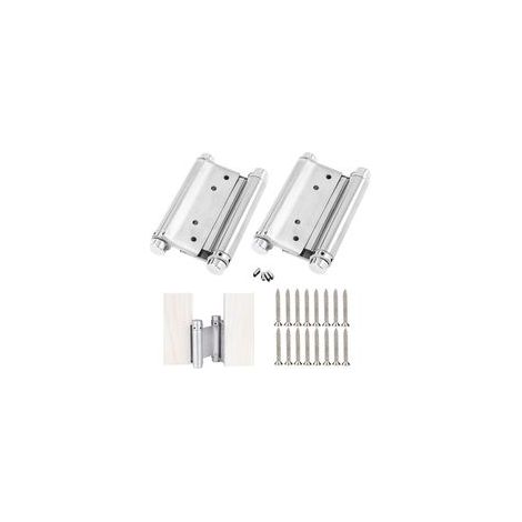 2 Pcs Charnières Porte en Acier Inox Paumelle Porte de Doule Action Charniere Meuble Charnières à Ressort à Visser Charniere Porte Battante pour Saloon Café Bar Double Porte(3 inch)