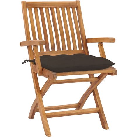 Lot de 6 Chaises de jardin et de camping pliables, Chaises de relaxation, avec coussins Bois de teck OIB8401E (1/5)