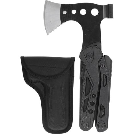 Mini-hache pliante multifonction de poche, couteau marteau pince en acier inoxydable, outil compact pour camping extérieur (1/5)