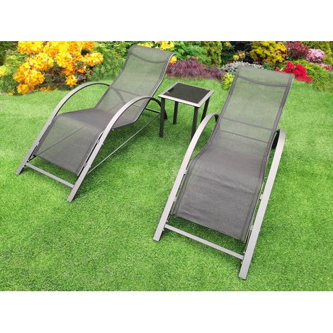 3pc Set - 2 Sun Lounger Chairs & 1 Coffee Table (1/5)