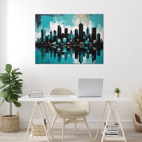 Wandbild Moderne Gebäude Stadt Türkis 90x60 (1/4)