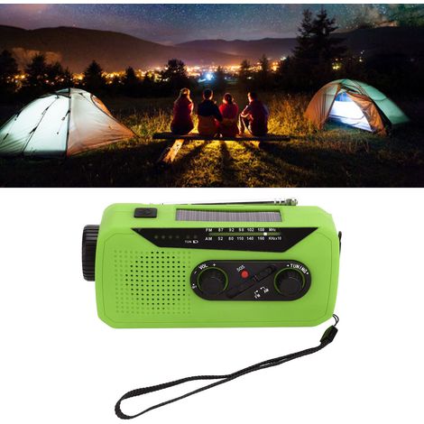 Überlebensradio: Multifunktions-FM/AM/WB-Sender (NOAA) mit LED-Blitz, manuellem/Solargenerator, 2000-mAh-Akku, wasserdicht (IPX3), 5-teiliger drehbarer Antenne, USB-Ladegerät, 15 x 6,5 x 4 cm (ABS) – (1/5)