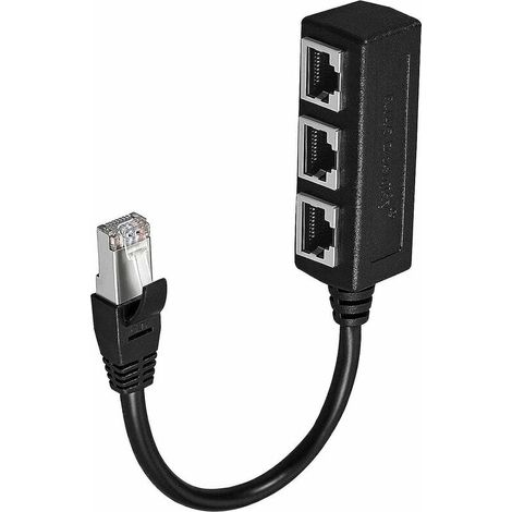 RJ45-Ethernet-Splitterkabel, Ethernet-LAN-Netzwerk-Verlängerungskabel-Adapter, RJ45-Stecker auf 3 Buchsen-Splitter für Super Cat5, Cat5E, Cat6, Cat7 Ethernet-LAN-Stecker-Stecker-Adapter
