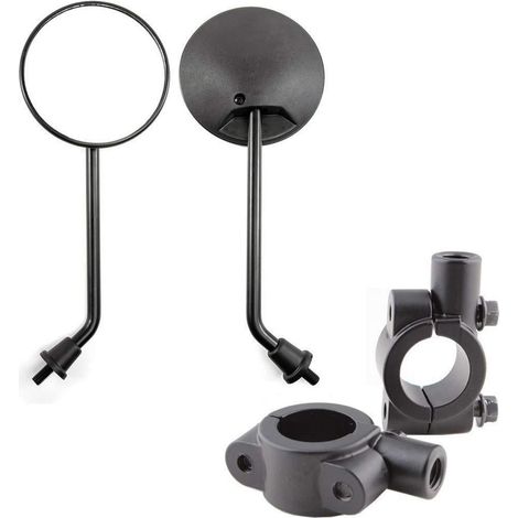 Motorrad Seitenspiegel Rund Schwarz 10mm Lenkerspiegel für Roller & E-Bikes (1/5)