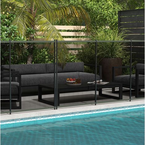 Valla para estanque 365 x 126 cm, set de 4, negra, con base y sistema enchufable OKMYHOME (1/5)