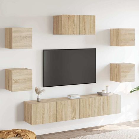 vidaXL 7 Piece TV Cabinet Set Sonoma Oak Engineered Wood (1/5)