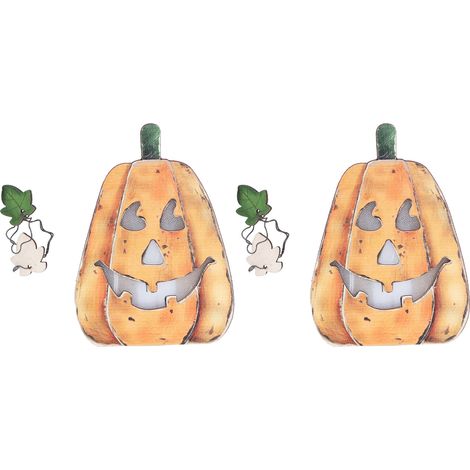 Lanterne Citrouille LED en Bois pour Décoration Halloween et Thanksgiving