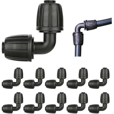 10 connecteurs de tuyau cannelés de 16 mm pour système d'irrigation, accessoires d'irrigation goutte à goutte de 16 mm, adaptateur coudé d'irrigation goutte à goutte pour jardin, pelouse (1/5)