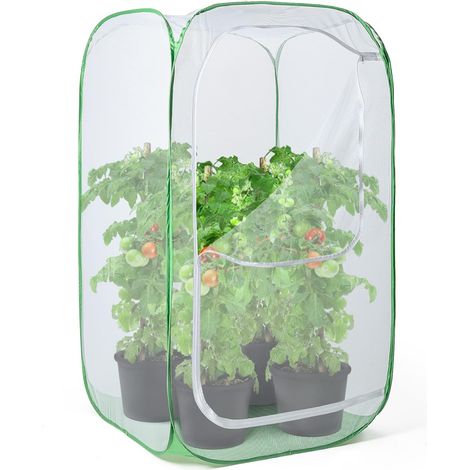 Pflanzengehege aus Netzgewebe für den Außenbereich, Pflanzenabdeckung gegen Schädlinge, Schutz vor Vögeln und Schädlingen für Obst, Gemüse, Blumen und Kräuter, Pop-Up-Käfig, 61 x 61 x 91 cm