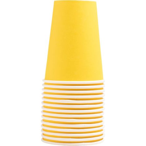 Gobelets Carton - 15 Unités - 20cl - Jaune - Résistants Chaud Froid - Jetables Recyclables (1/5)