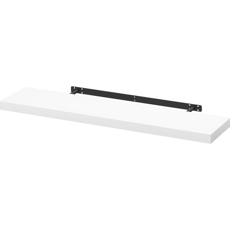 Étagère murale flottante rectangulaire blanche (100 x 22,9 x 3,8 cm) avec support robuste et panneau en bois décoratif pour chambre, bureau ou cuisine. (1/5)