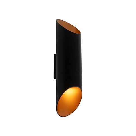 Modern Wall Light Black with Gold Interior 9.6 cm - Organo