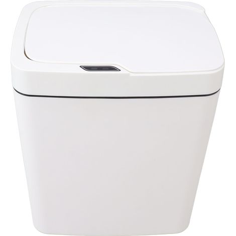 Poubelle automatique 18L en polypropylène avec détecteur de mouvement et couvercle, blanche, pour salle de bain ou chambre. (1/5)