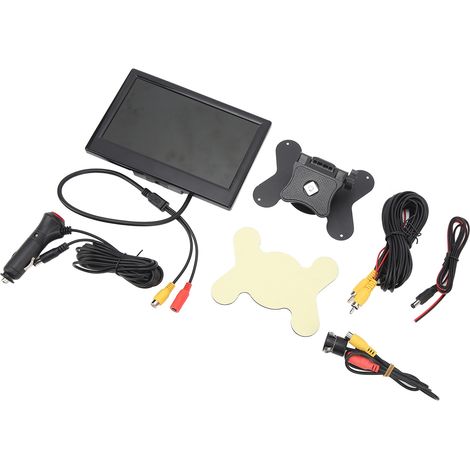 Écran de recul 7 pouces 12-24V angle large 170° LCD couleur HD double entrée vidéo pour camion remorque fourgon avec caméra ronde (1/5)